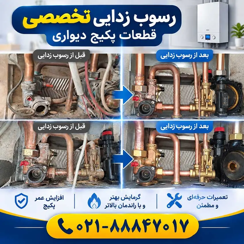 رسوب زدایی قطعات پکیج دیواری